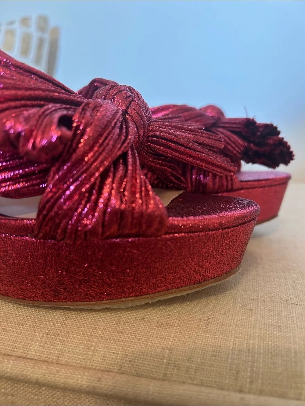 Loeffler Randall Metallic Fuchsia Platform Bow Heels - Size 7.5